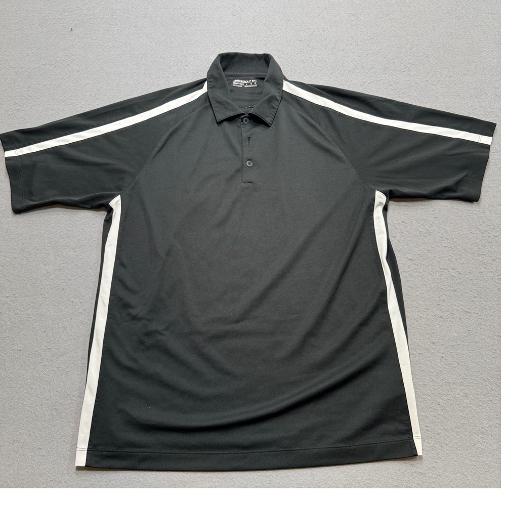 Nike Golf Polo Shirt Mens Large Black Fit Dry Short Sleeve Athletic Sportswear